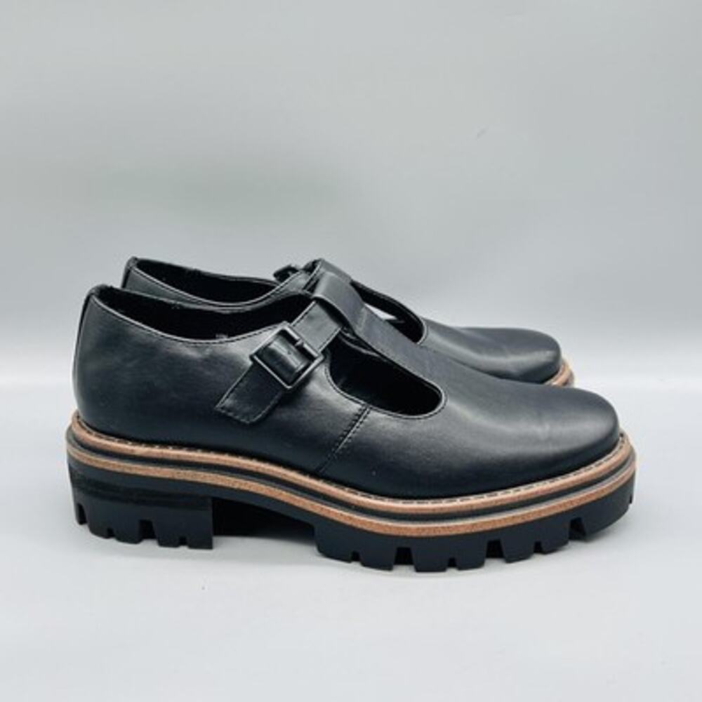 Korks Shoes Women 10 Black Vega Mary Jane Flats Lug Sole Platform Buckle Comfort